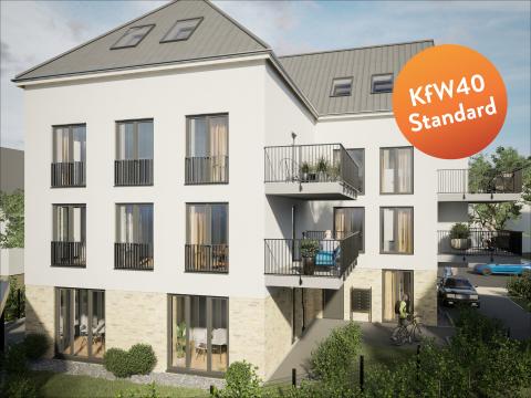 • Massivbauweise • KfW 40 Standard • Balkone, Terrassen • bodentiefe Fenster • 3-fach-Verglasung mit